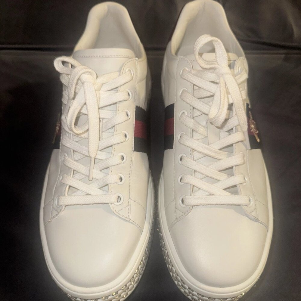 Gucci ‘Ace Bee’ Women’s Sneakers With Crystals Size 9.5 US